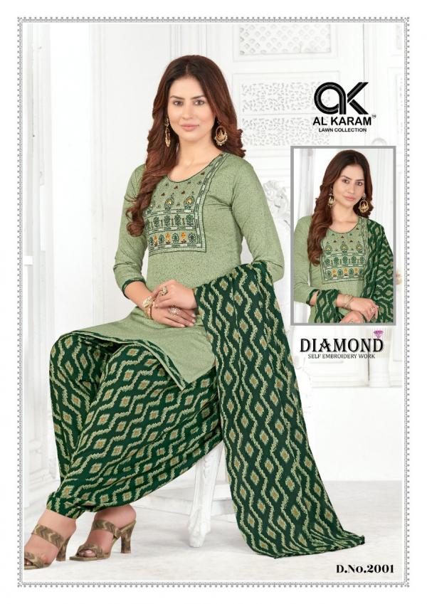 Al Karam Diamond Vol -2 cotton Printed Designer Dress Material